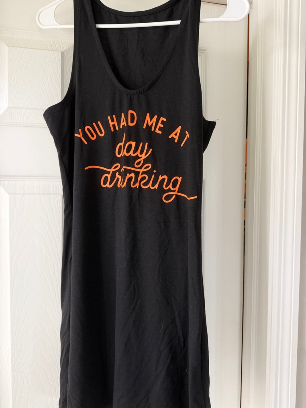 Black Tank Dress with Orange Slogan